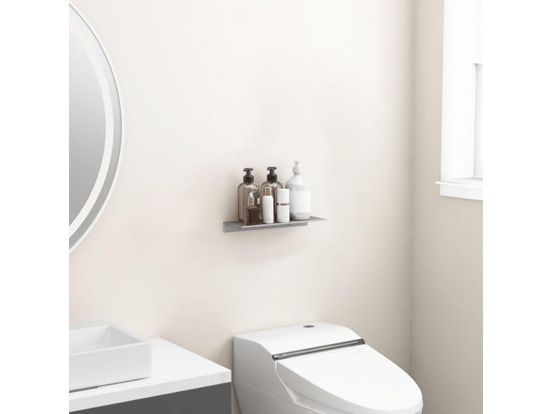 Étagère murale en métal, petite étagère flottante, étagère murale de salle de bain, présentoir de 30 cm, grise  - Conforama E