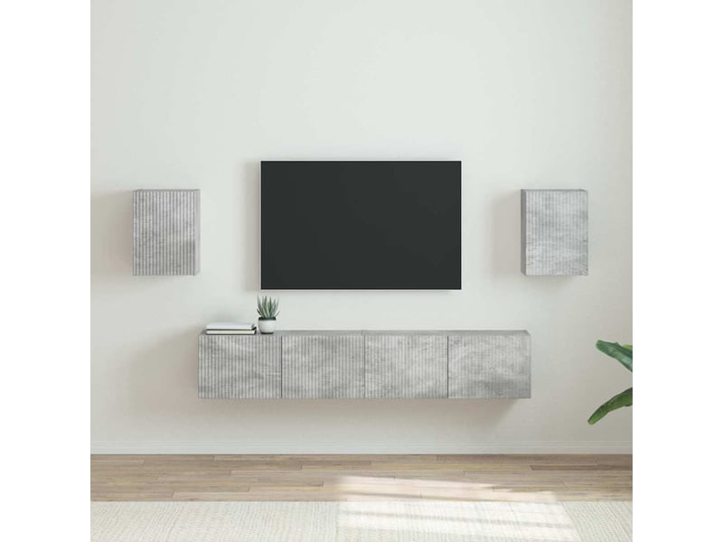  Meuble tv - banc tv - meuble de rangement mural 2 pcs béton bois d'ingénierie  - Conforama B