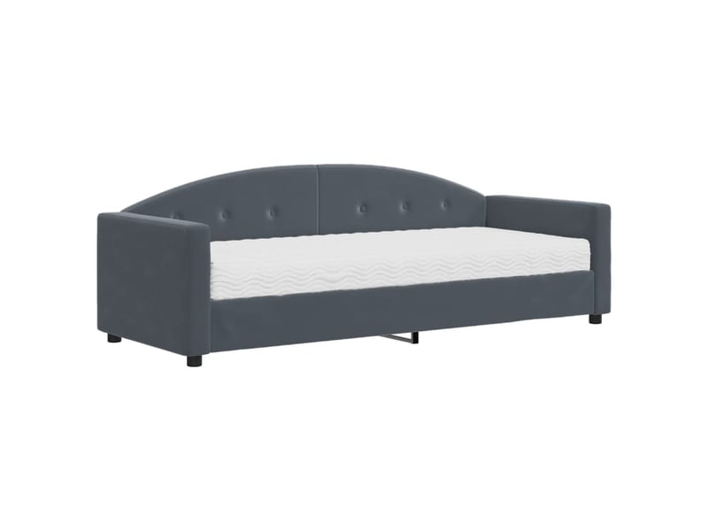  Lit simple- lit adulte -  lit de jour avec matelas gris foncé 80x200 cm velours  - Conforama A