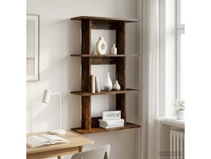 Étagère flottante, étagère suspendue montage mural chêne fumé 56 x 20 x 90 cm cf42492
