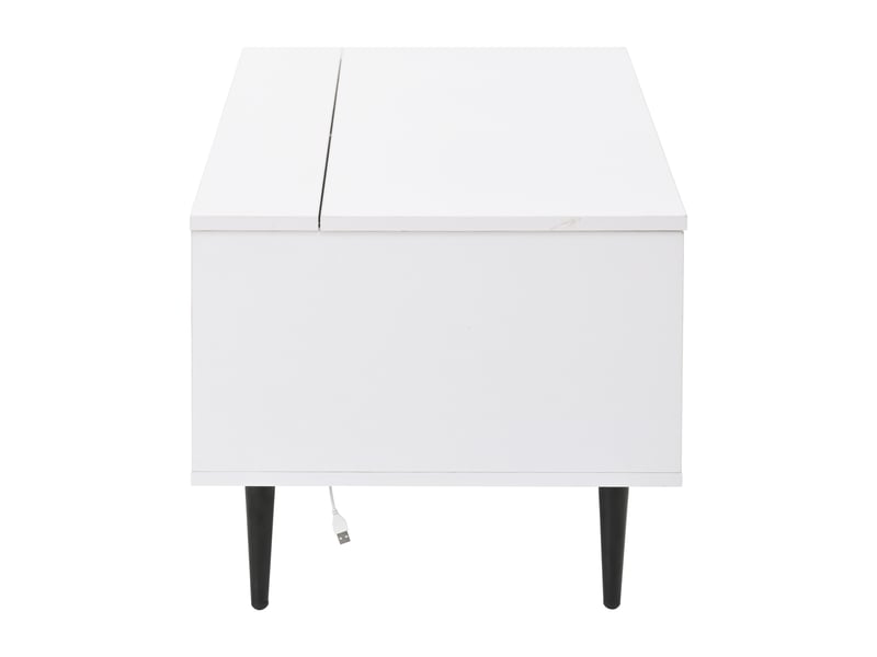  Table basse relevable avec rangement et led pour salon en panneaux de particules 105×50×43 cm blanche  - Conforama D
