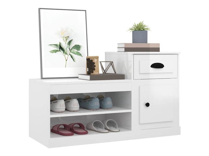  Meuble à chaussure | armoire à chaussure blanc brillant 100x42x60 cm bois ingénierie  - Conforama D