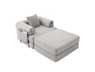 Canapé droit fixe <strong>MERAX</strong> <strong>canapé compressible</strong> 1 place Velours côtelé gris