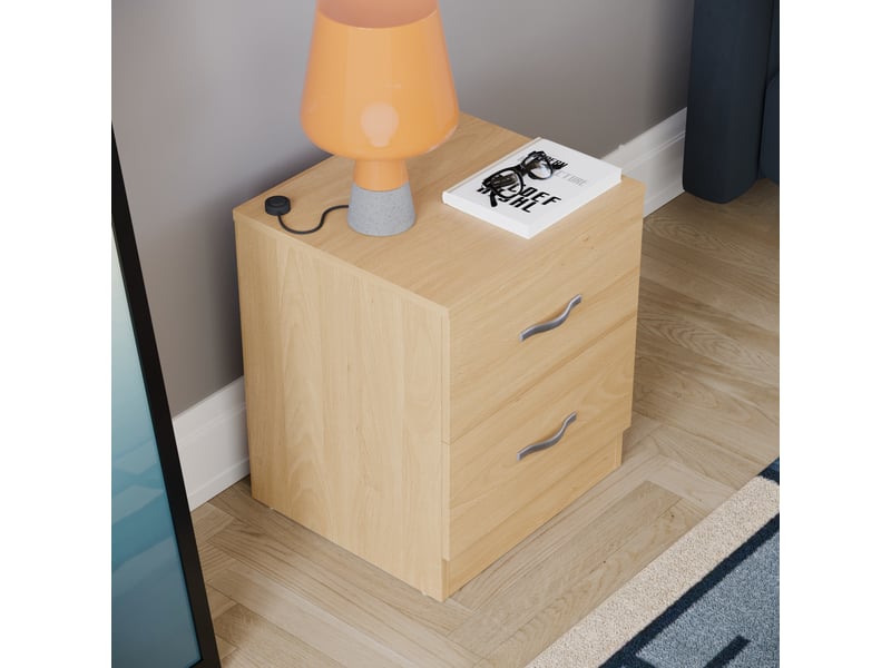  Table de chevet riano, commode de nuit, chambre, rangement, 47x40x36cm, 2 tiroirs, pin 333455 - Conforama R