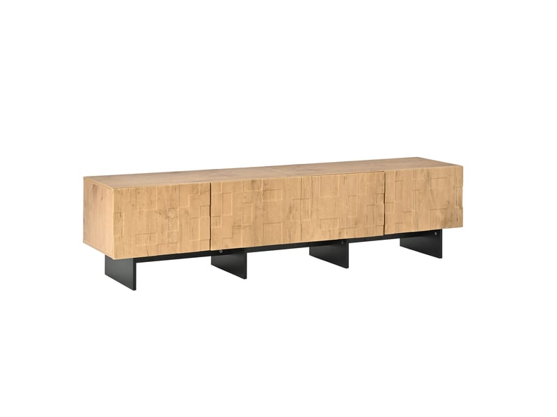  Meuble tv 180 cm avec 4 portes, coloris bois naturel, mdf et panneau de particules  - Conforama D