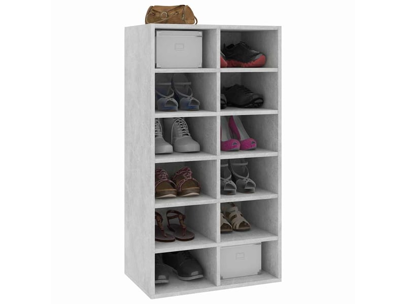  Meuble à chaussures, étagère à chaussures gris béton 54x34x100,5 cm bois ingénierie  - Conforama C