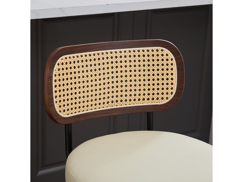  Lot de 2 tabourets de bar pivotants à 360° en similicuir pu beige W3223P403704 - Conforama E