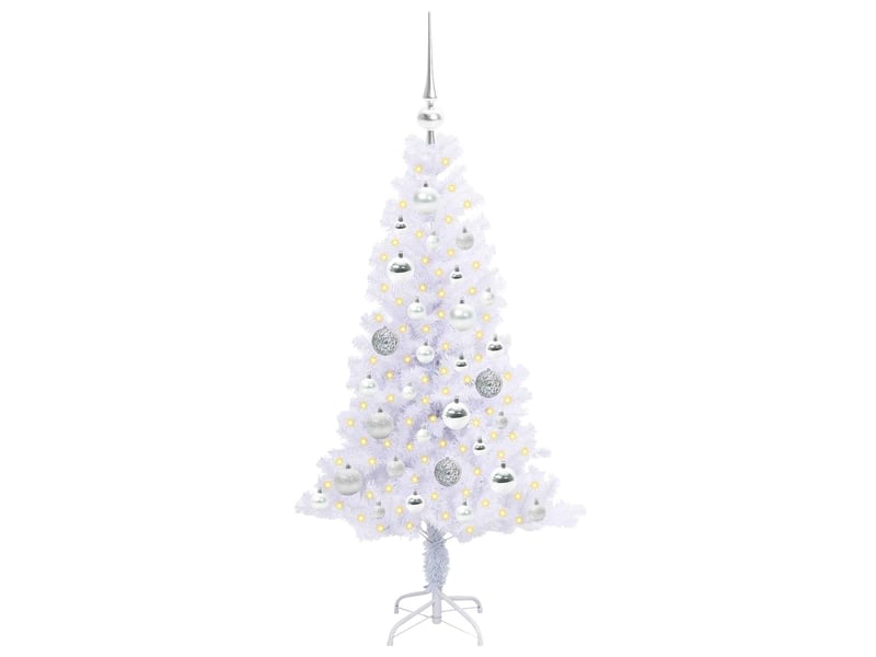  Sapin de noël - arbre de noël artificiel avec 150 led blanc 120 cm pvc et acier  - Conforama C