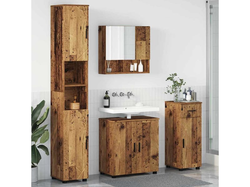 Ensemble de mobilier de salle de bain 4 pc bois ancien cf64499 - Conforama B