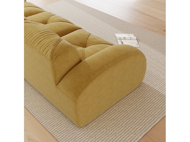 Canapé d'angle modulaire 4 places en velours côtelé jaune, confortable et flexible pour votre salon - Conforama D
