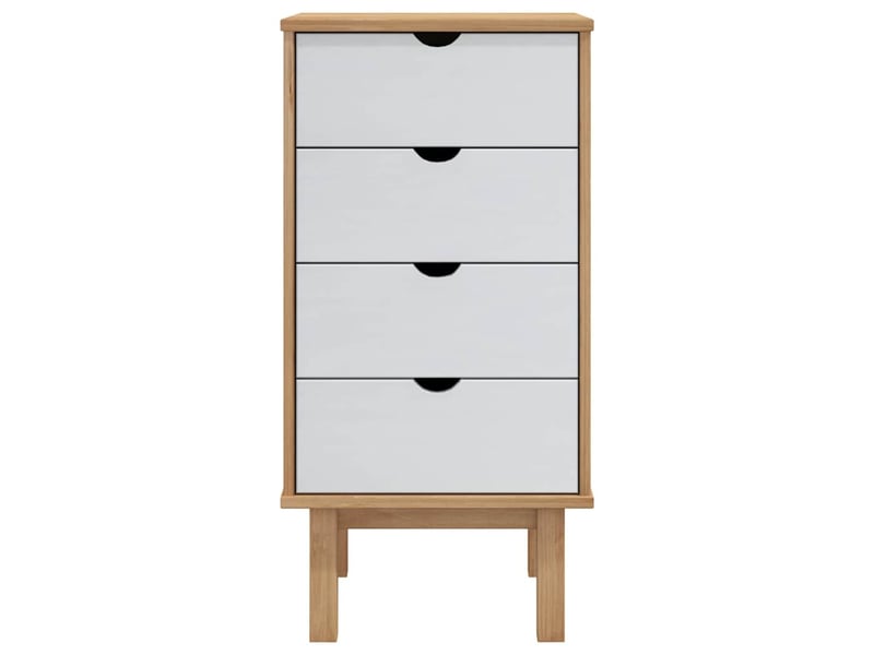  Commode, armoire à tiroirs bureau otta marron et blanc 45x39x90 cm bois de pin massif  - Conforama C