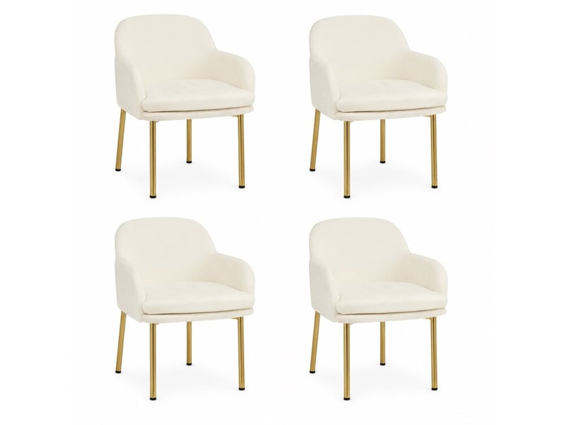  Lot de 4 chaises de salle à manger avec accoudoirs 61x59x78,5 cm blanc  - Conforama A