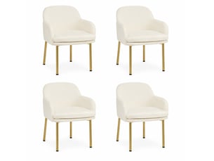 Lot de 4 chaises de salle à manger avec accoudoirs 61x59x78,5 cm blanc
