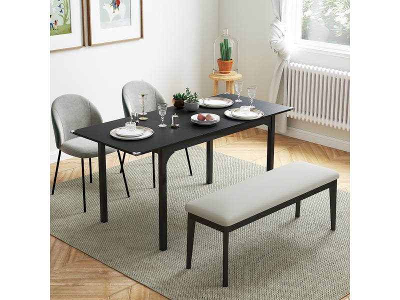 Table à manger pliante et extensible de 4 à 6 personnes, pieds en acier, pour petits espaces, salle à manger, noir - Conforama C