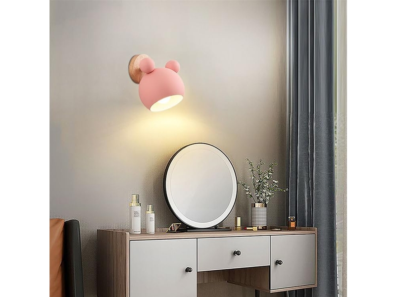  Lumière murale créative d'ours,lampe murale moderne e27 pour intérieur avec tête réglable rose  - Conforama E