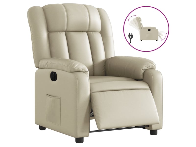  Fauteuil inclinable électrique, fauteuil relax salon crème similicuir shl48282  - Conforama A