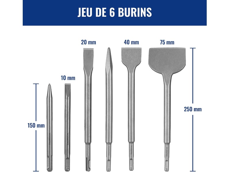  Jeu de 15 forets et burins sds-plus  - Conforama B