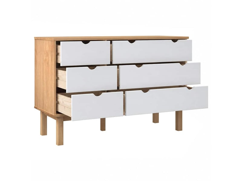  Commode, armoire à tiroirs bureau otta marron et blanc 111x43x73,5 cm bois de pin massif  - Conforama D