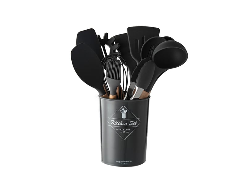  Ensemble de 9 ustensiles de cuisine en silicone, comprenant un seau de rangement pour un nettoyage facile  - Conforama A