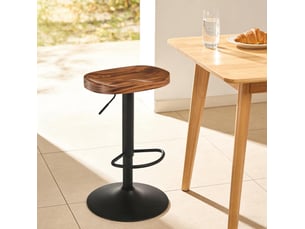 Tabouret de bar pivotant réglable en bois massif marron rustique