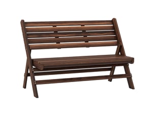 Banc de jardin pliant 2 places à lattes en pin, 122 x 63 x 83 cm, carbonisé