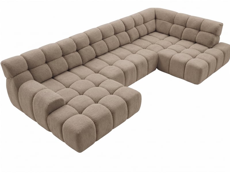 Bobochic canapé panoramique avance-recule électrique andre tissu texturé beige angle droit ANDRE - Conforama A