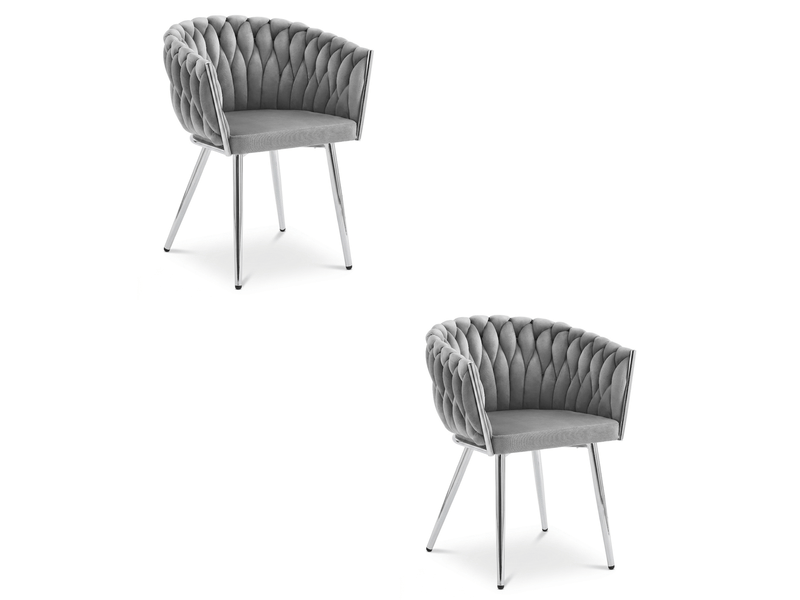  Chaise - leobert - orion - velours gris clairpieds chromés - 61 x 55 x 79 cm - lot de 2  - Conforama A