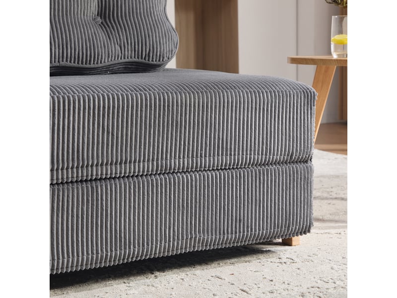 Fauteuil convertible lit simple 90x86x84 cm velours côtelé gris foncé design scandinave moderne - Conforama W