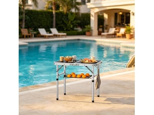 Table de jardin pliante réglable avec filet de rangement, portable pour balcon, camping et plage, noire, 60 × 40 cm