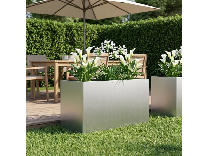 Jardinière - cache-pot de jardin argenté 80 x 50 x 50 cm acier galvanisé - Conforama B