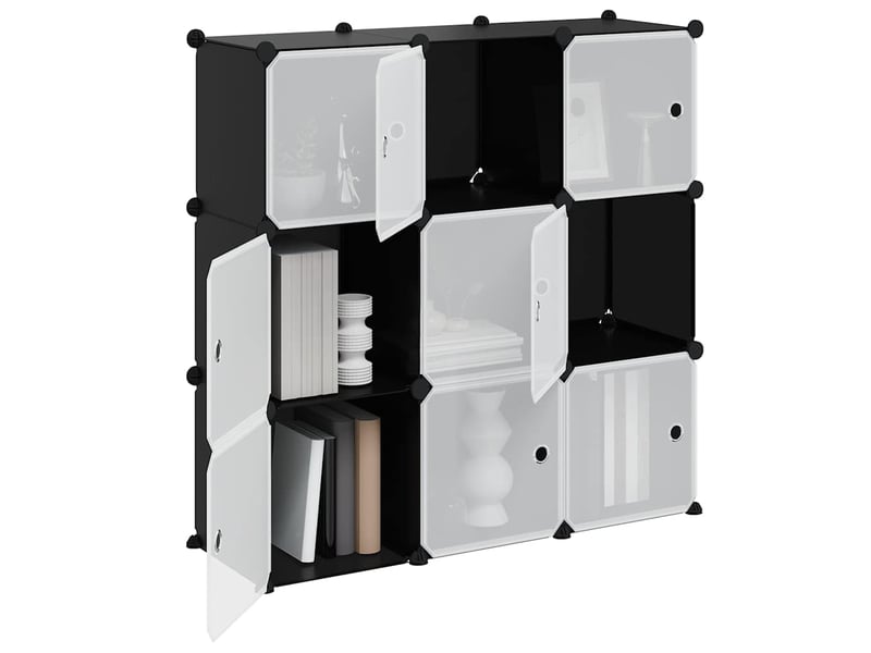 Cubes de rangement 9 pcs avec portes noir pp shl7576 - Conforama D