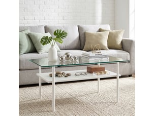 Table basse rectangulaire coloris blanc MEUBLIV - 57.7 cmx97.7 cm