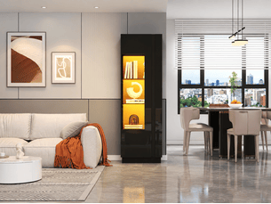 Vitrine coloris noir 3 étagère(s) <strong>BIQZUYA</strong> <strong></strong> - 60 cmx180 cm