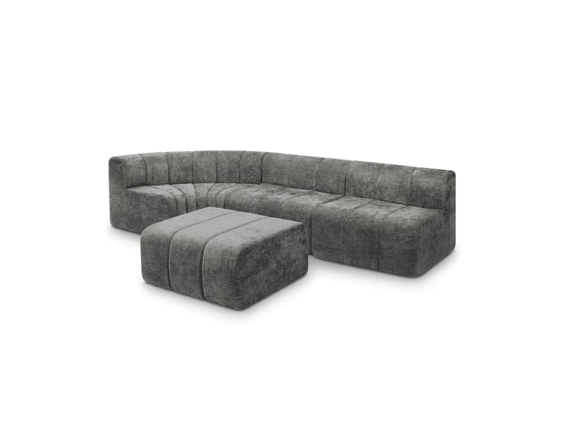  Canapé d'angle modulable 4 places à modules libres  - assise en mousse, chenille - gris  - Conforama A