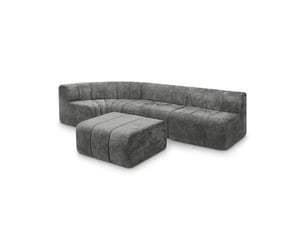 Canapé d'angle compressé gauche fixe <strong>STILVORA</strong> <strong></strong> 4 places Tissu Gris