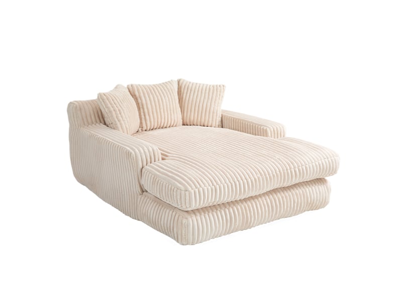  Canapé de sol modenvie en velours côtelé beige 125 x 155 x 63 cm avec 3 coussins  - Conforama A