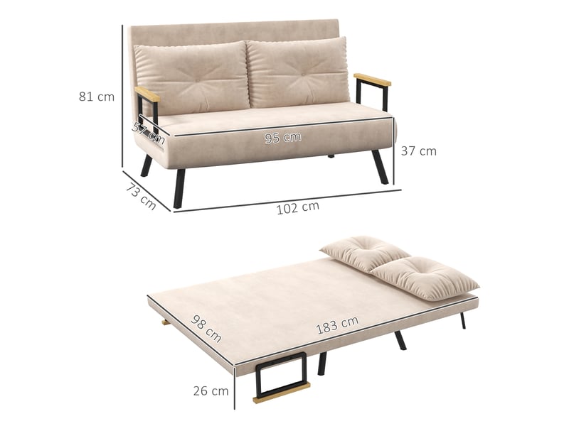 Fauteuil convertible beige avec dossier réglable 102 x 73 x 81 cm  - Conforama E