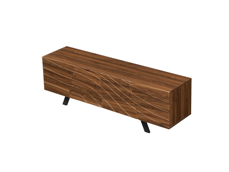  Meuble tv noyer, rangement, gestion des câbles, design moderne, structure robuste, finition haut de gamme - 160x39x50.5cm - salon  - Conforama B