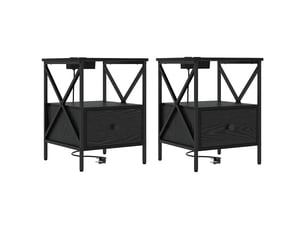 Table de chevet 2 pièces chêne noir 41,5 x 40,5 x 55 cm