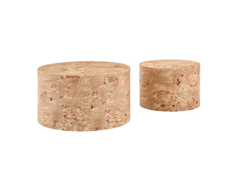  Table basse gigogne ronde avec espace de rangement et couvercle amovible pour salon, en mdf, bois  - Conforama A
