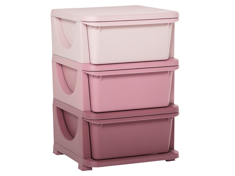 Commode à 6 tiroirs pour enfants de 3 à 6 ans, bords arrondis, meuble de rangement pour jouets en polypropylène, 37 x 37 x 56,5 cm, rose  - Conforama A