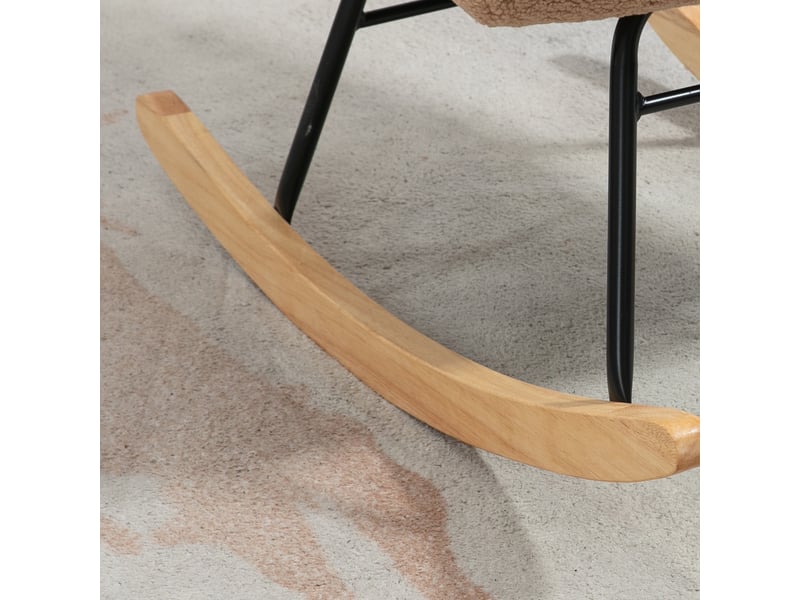  Fauteuil à bascule marron, fauteuil relax imitation peau de mouton pour salon et chambre, charge 120 kg  - Conforama E