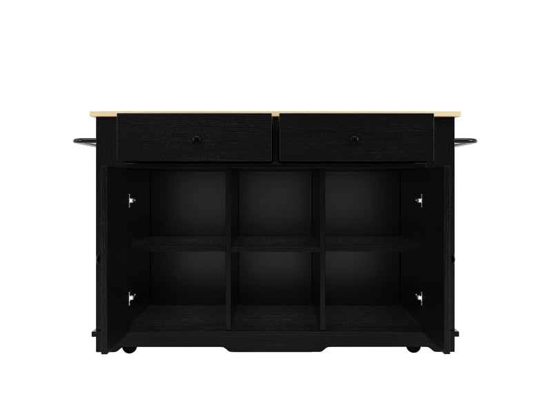  Desserte roulante,chariot de cuisine avec 2 portes,2 tiroirs,6 compartiments,plateau pliable,porte-serviettes et rangements,noir desserte noir - Conforama D