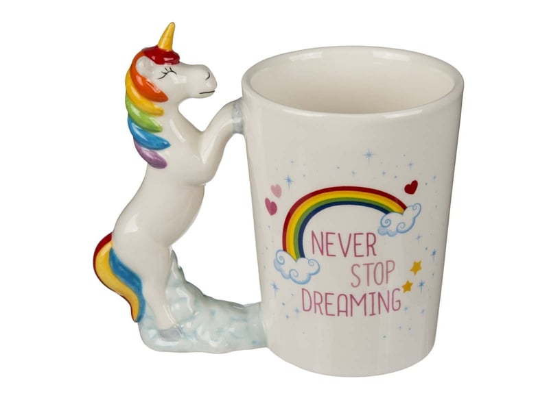  Out of the blue - mug avec poignée figurine licorne, never stop dreaming, ca. 11 x 9 cm, en faïence  - Conforama A