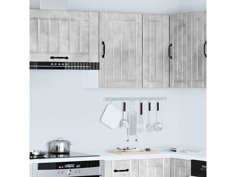 Meuble de rangement, armoire murale de cuisine lucca gris béton bois ingénierie shl9972 - Conforama C