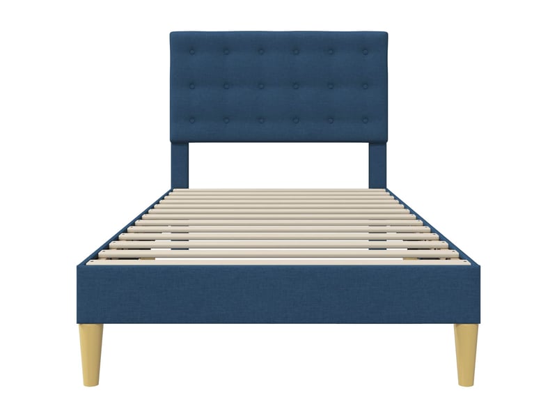  Lit simple- lit adulte -  cadre de lit avec tête de lit bleu 100 x 200 cm tissu  - Conforama C