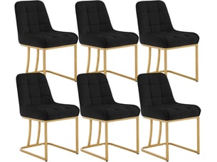 Lot de 6 chaise salle à manger,chaise cuisine rembourrée en velours,avec dossier,forme d'arc,noir