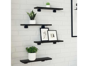 Étagère à livres, étagère de rangement 3 niveaux 4 pc 40 x 10 x 1,5 cm noir