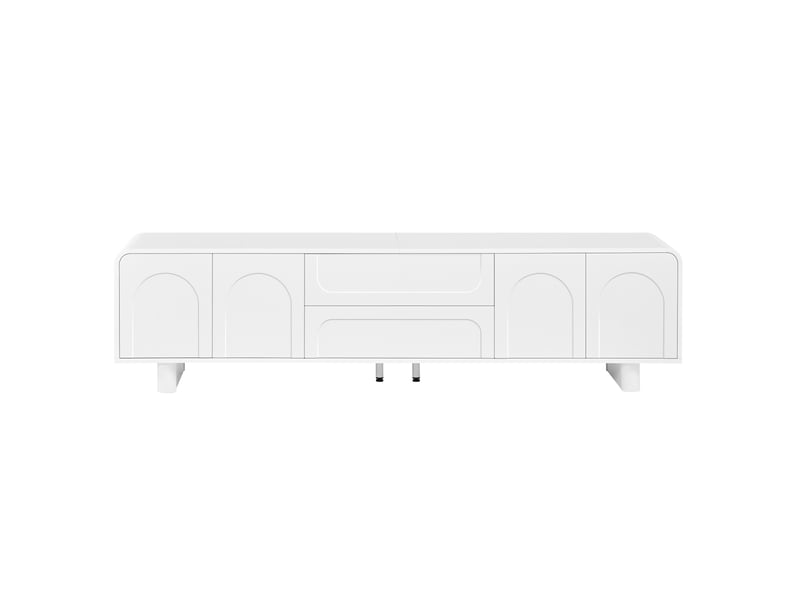  Meuble tv 4 portes 2 tiroirs en mdf et panneau de particules blanc 180 x 40 x 46 cm GL7990W - Conforama A