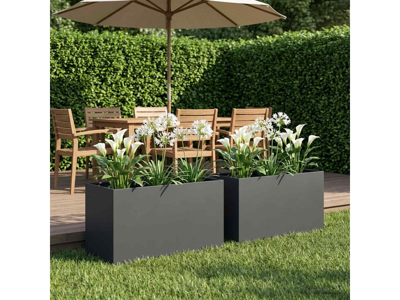  Jardinière - cache-pot de jardin 2 pcs anthracite 100 x 50 x 50 cm  - Conforama B